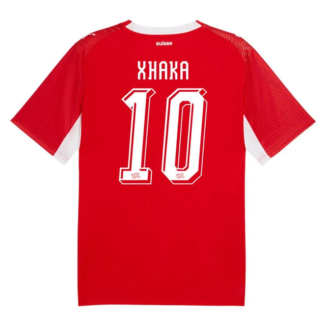 2026 World Cup Xhaka Switzerland Soccer Jersey Player Version  Match Version - No.10 Home Red and Away Green