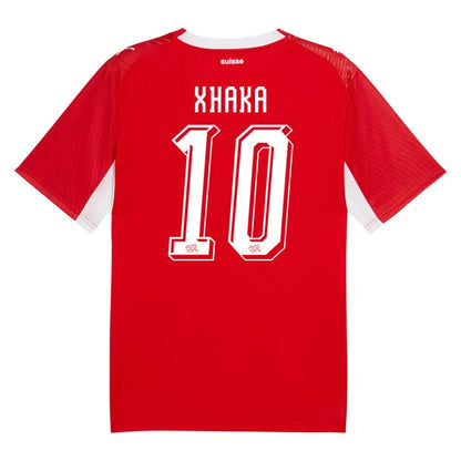 2026 World Cup Xhaka Switzerland Soccer Jersey Player Version  Match Version - No.10 Home Red and Away Green