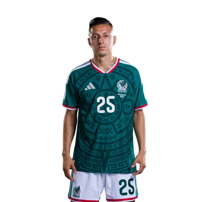 Camiseta de fútbol de México para la Copa Mundial 2026, versión jugador, versión partido - Delantero n.° 22 Guillermo Martínez, n.° 25 Roberto Alvarado