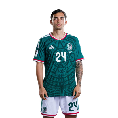 Camiseta de fútbol de México para el Mundial 2026, versión jugador, versión partido - Centrocampista n.° 24 Luis Chávez, n.° 26 Brian Gutiérrez