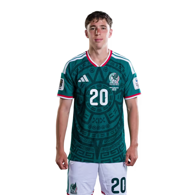 Camiseta de fútbol del Mundial de México 2026 Versión Jugador Versión Partido - Defensa N.° 5 Johan VÁSQUEZ, N.° 15 Israel REYES, N.° 20 Mateo CHÁVEZ, N.° 23 Jesús GALLARDO
