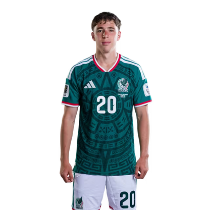 Camiseta de fútbol del Mundial de México 2026 Versión Jugador Versión Partido - Defensa N.° 5 Johan VÁSQUEZ, N.° 15 Israel REYES, N.° 20 Mateo CHÁVEZ, N.° 23 Jesús GALLARDO