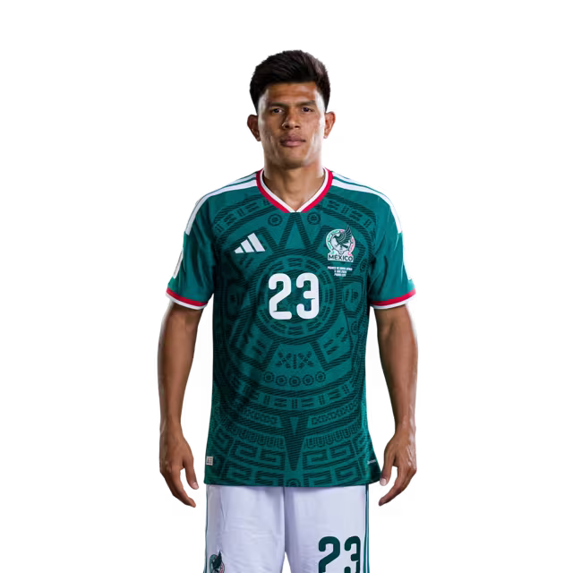 Camiseta de fútbol del Mundial de México 2026 Versión Jugador Versión Partido - Defensa N.° 5 Johan VÁSQUEZ, N.° 15 Israel REYES, N.° 20 Mateo CHÁVEZ, N.° 23 Jesús GALLARDO