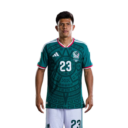 Camiseta de fútbol del Mundial de México 2026 Versión Jugador Versión Partido - Defensa N.° 5 Johan VÁSQUEZ, N.° 15 Israel REYES, N.° 20 Mateo CHÁVEZ, N.° 23 Jesús GALLARDO