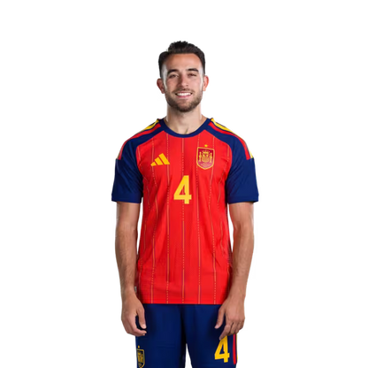 Camiseta de fútbol de España para el Mundial 2026, versión jugador, versión partido - Defensa nº 2 Marc Pubill, nº 3 Alex Grimaldo, nº 4 Eric García