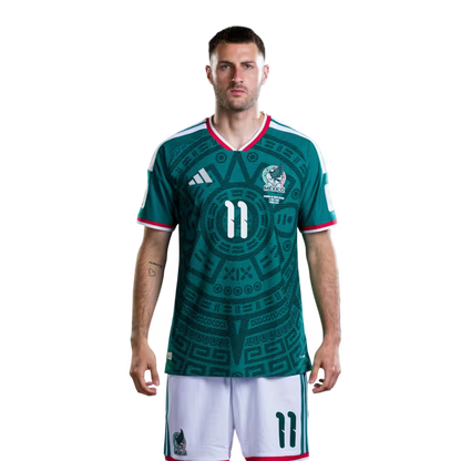 Camiseta de fútbol de México para el Mundial 2026, versión jugador, versión partido - Delanteros: N.° 9 Raúl Jiménez, N.° 10 Alexis Vega, N.° 11 Santiago Giménez