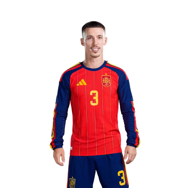 Camiseta de fútbol de España para el Mundial 2026, versión jugador, versión partido - Defensa nº 2 Marc Pubill, nº 3 Alex Grimaldo, nº 4 Eric García