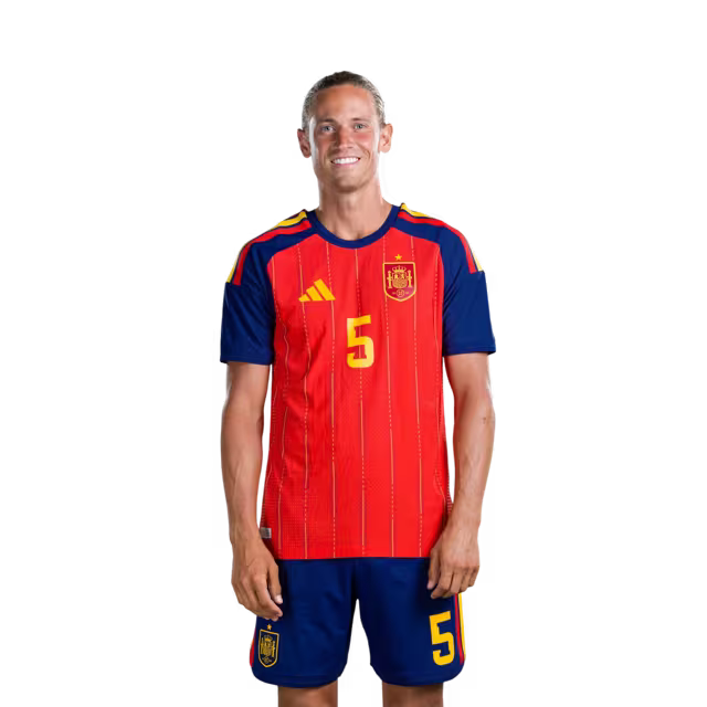 Camiseta de fútbol de España para el Mundial 2026 Versión jugador Versión partido - Defensa nº 5 Marcos LLORENTE, nº 12 Pedro PORRO, nº 14 Aymeric LAPORTE