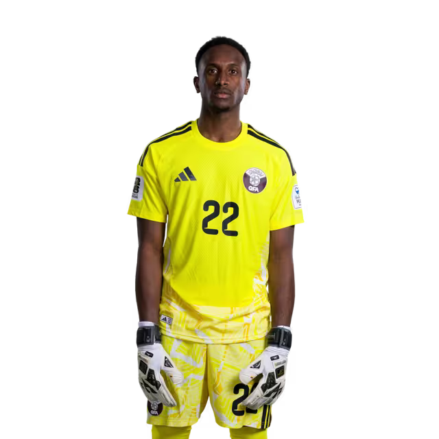 2026 World Cup Qatar Soccer Jersey Player Version  Match Version - Goalkeeper No.1 MAHMOUD ABUNADA, No.21 SALAH ZAKARIA, No.22 MESHAAL BARSHAM