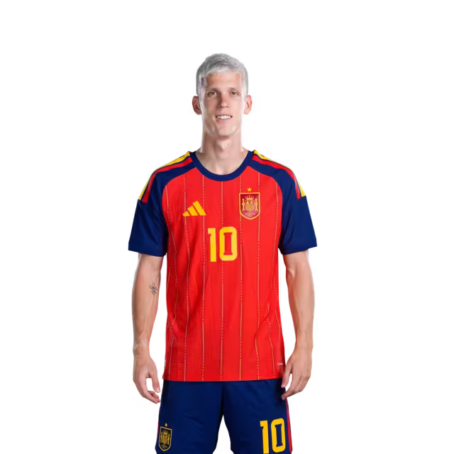 Camiseta de fútbol de España para el Mundial 2026 Versión jugador Versión partido - Delanteros Nº 7 Ferran Torres, Nº 10 Dani Olmo, Nº 11 Yeremy Pino