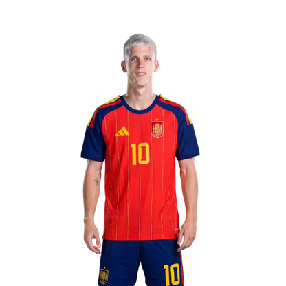 Camiseta de fútbol de España para el Mundial 2026 Versión jugador Versión partido - Delanteros Nº 7 Ferran Torres, Nº 10 Dani Olmo, Nº 11 Yeremy Pino