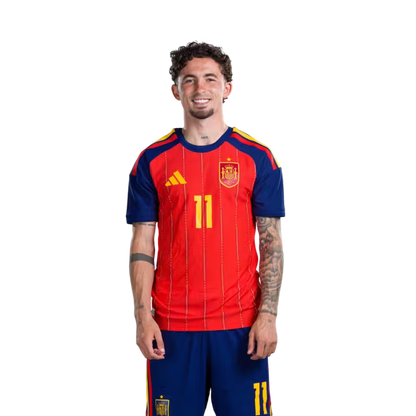 Camiseta de fútbol de España para el Mundial 2026 Versión jugador Versión partido - Delanteros Nº 7 Ferran Torres, Nº 10 Dani Olmo, Nº 11 Yeremy Pino