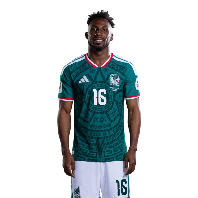 Camiseta de fútbol de México para la Copa Mundial 2026 Versión Jugador Versión Partido - Delanteros N.° 14 Armando GONZALEZ, N.° 16 Julian QUINONES, N.° 21 Cesar HUERTA