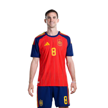 2026 World Cup Spain Soccer Jersey Player Version  Match Version - Midfielder No.6 Mikel MERINO, No.8 Fabian RUIZ, No.9 GAVI