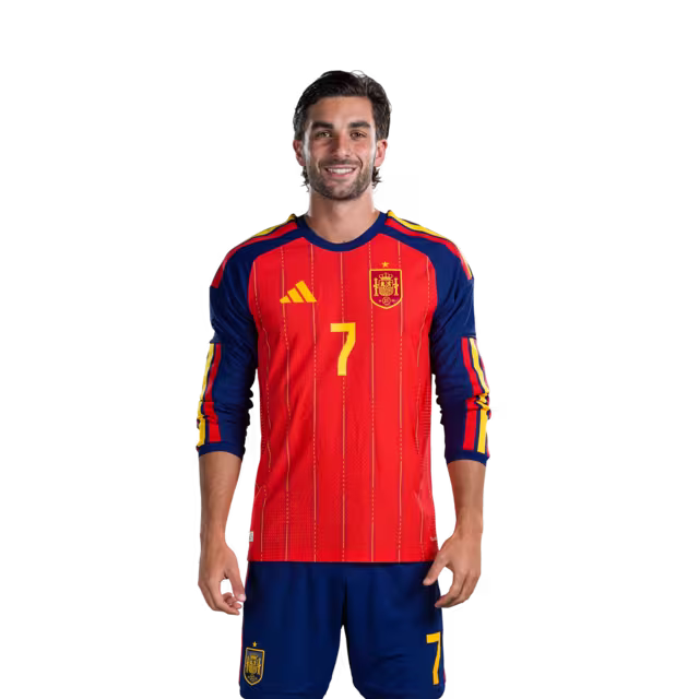Camiseta de fútbol de España para el Mundial 2026 Versión jugador Versión partido - Delanteros Nº 7 Ferran Torres, Nº 10 Dani Olmo, Nº 11 Yeremy Pino