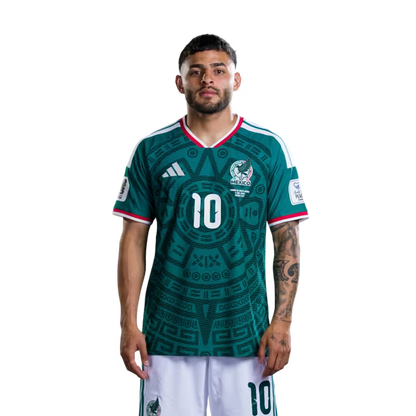 Camiseta de fútbol de México para el Mundial 2026, versión jugador, versión partido - Delanteros: N.° 9 Raúl Jiménez, N.° 10 Alexis Vega, N.° 11 Santiago Giménez
