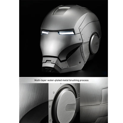 Official Iron Man MK2 Helmet: 1:1 Wearable Bluetooth Speaker with Ring Touch Control, Metallic Finish & Multi-Voice Command