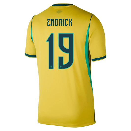 2026 World Cup Endrick Brazil Soccer Jersey Player Version  Match Version - No.19 Home Yellow and Away Blue