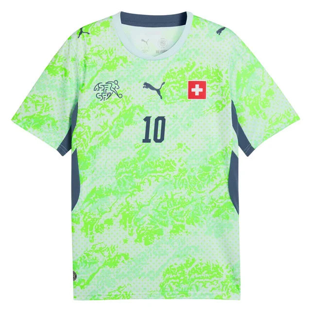 2026 World Cup Xhaka Switzerland Soccer Jersey Player Version  Match Version - No.10 Home Red and Away Green