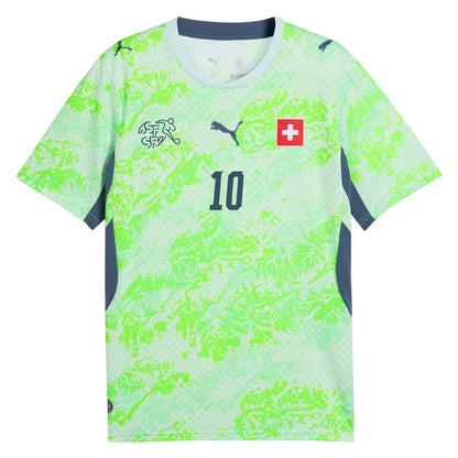 2026 World Cup Xhaka Switzerland Soccer Jersey Player Version  Match Version - No.10 Home Red and Away Green