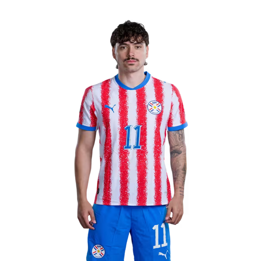 Paraguay National Football Team 2026 World Cup Jerseys (Player/Match Versions) – Midfielders: No. 11 Mauricio, No. 14 Andrés Cubas, No. 16 Damián Bobadilla / Mediocampista: No 11 MAURICIO, No 14 Andrés CUBAS,No. 16 Damián BOBADILLA rehegua