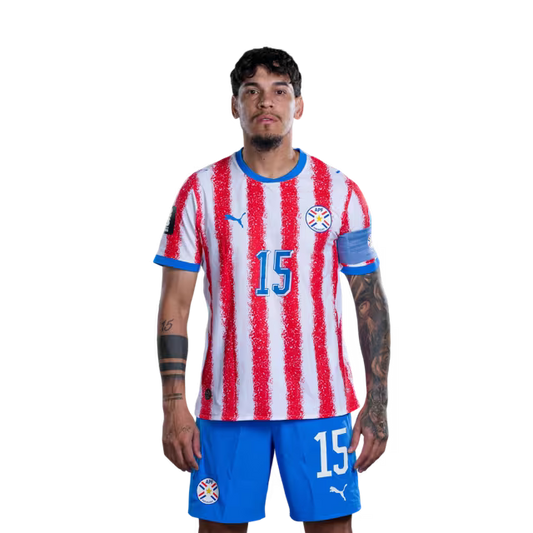 Paraguay National Football Team 2026 FIFA World Cup Jersey (Player/Match Version) – Defenders: No. 15 Gustavo GÓMEZ, No. 26 Alexandro MAIDANA / Defensores: No 15 Gustavo GOMEZ, No 26 Alexandro MAIDANA