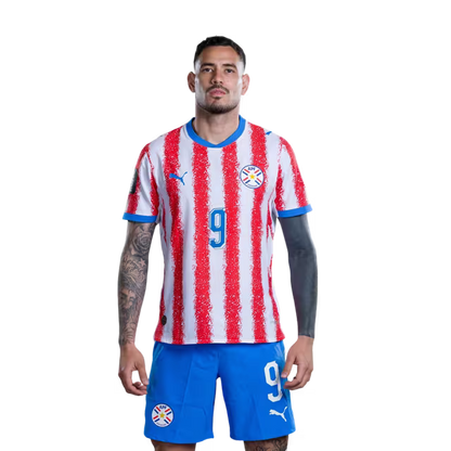 Selección Nacional de Fútbol Paraguay 2026 Jersey Mundial de Fútbol (Versión Jugador y Versión de Partido) - Delantero: No 9 Antonio SANABRIA, No 17 Alejandro ROMERO GAMARRA,No. 18 Alex ARCE rehegua
