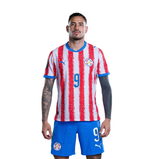 Paraguay National Football Team 2026 World Cup Jerseys (Player/Match Version) — Forwards: No. 9 Antonio Sanabria, No. 17 Alejandro Romero Gamarra, No. 18 Alex Marce / Selección Nacional de Fútbol Paraguay Jersey Mundial