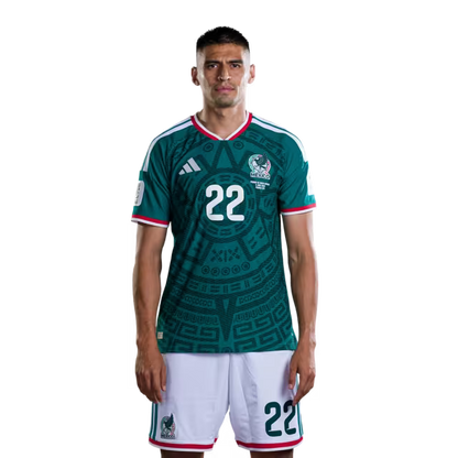 Camiseta de fútbol de México para la Copa Mundial 2026, versión jugador, versión partido - Delantero n.° 22 Guillermo Martínez, n.° 25 Roberto Alvarado